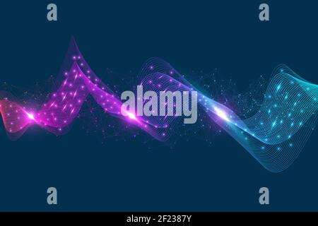 Abstrakte bunte Wellenlinien Hintergrund. Geometrische Vorlage für Ihr Design Broschüre, Flyer, Bericht, Website, Banner, Illustration Stockfoto