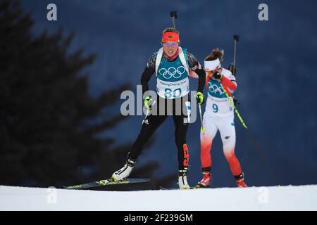 Laura Dahlmeier (GER) während der XXIII. Olympischen Winterspiele Pyeongchang 2018, Biathlon, Women's 15km Individual, am 15. Februar 2018, Im Alpensia Biathlon Center in Pyeongchang, Südkorea - Julien Crosnier / KMSP / DPPI Stockfoto