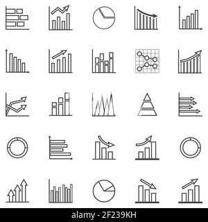 Satz von Diagramm, Symbol für einfache Statistik, Symbol für flache Geschäftsdaten Stock Vektor