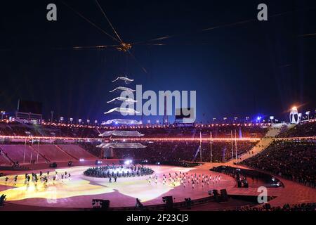 Illustration während der XXIII. Olympischen Winterspiele Pyeongchang 2018, Abschlussfeier, am 25. Februar 2018, im Olympiastadion in Pyeongchang, Südkorea - Photo Pool / KMSP / DPPI Stockfoto