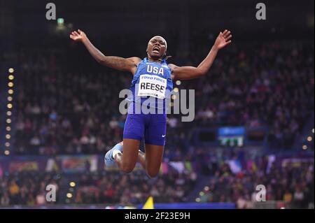 Britney Reese (USA) tritt beim Frauen-Long-Jump-Finale während der IAAF Leichtathletik-Hallenweltmeisterschaften 2018 in Birmingham, Großbritannien, Tag 4 am 4. März 2018 - Foto Stephane Kempinaire / KMSP / DPPI Stockfoto