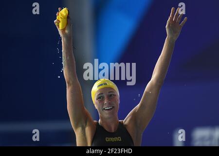 Sarah Sjoestroem (SWE) tritt an und gewinnt die Goldmedaille auf Frauen 100 m Schmetterling während der Schwimmen Europameisterschaften Glasgow 2018, im Tollcross International Swimming Center, in Glasgow, Großbritannien, Tag 3, am 4. August, 2018 - Foto Stephane Kempinaire / KMSP / DPPI Stockfoto