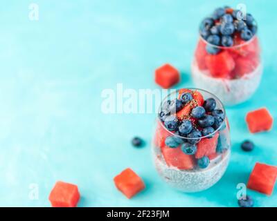 Wassermelone Chia Pudding Stockfoto