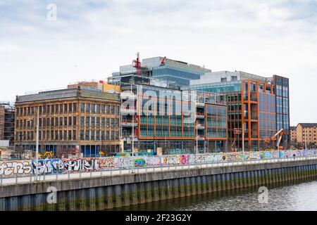 Wellcroft und Tradescroft Gebäude auf dem neuen Barclays Glasgow Campus im Bau in Buchanan Wharf Tradeston, Glasgow, Schottland, Großbritannien Stockfoto