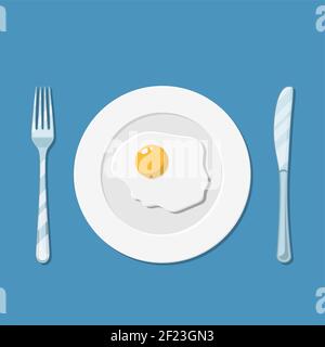 Teller mit Spiegelei Symbol Stock Vektor