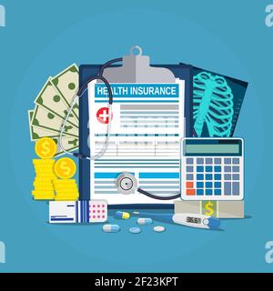 Kalkulationskonzept der Krankenversicherung Stock Vektor