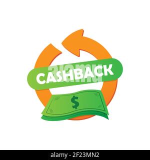 Cashback für Einkäufe. Erstattung eines Teils des Geldes für Einkäufe. Vektorgrafik EPS 10 Stock Vektor
