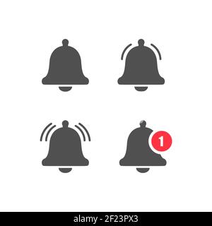 Glockenbenachrichtigung auf weißem Hintergrund gesetzt. Vektorgrafik EPS 10 Stock Vektor