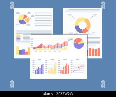 Finanzberichte und Dokumente. Stock Vektor