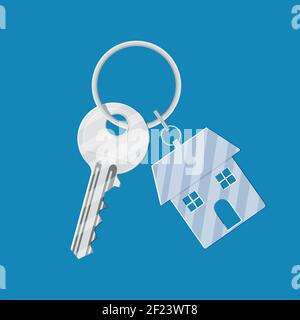 Metallschlüssel mit Schlüsselanhänger Haus Stock Vektor