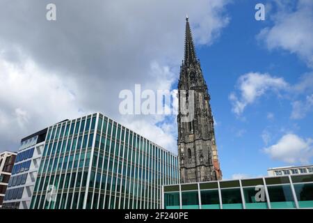 Ehemalige Hauptkirche St. Nikolai in Hamburg Stockfoto