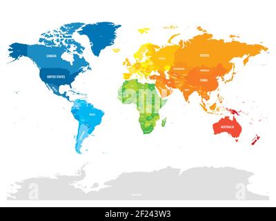 Bunte politische Karte der Welt Stock Vektor