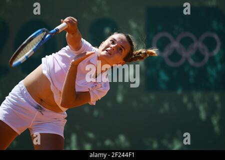 Clara Burel (Fra) tritt in Tennis Frauen Singles während der Olympischen Jugendspiele in Buenos Aires in Argentinien, Tag 3, 8. Oktober 2018, Foto Philippe Millereau / KMSP / DPPI Stockfoto