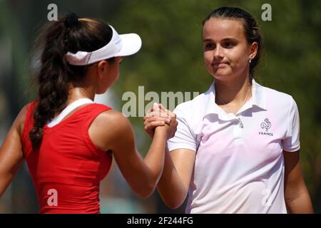 Clara Burel (Fra) tritt in Tennis Frauen Singles während der Olympischen Jugendspiele in Buenos Aires in Argentinien, Tag 3, 8. Oktober 2018, Foto Philippe Millereau / KMSP / DPPI Stockfoto