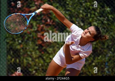 Clara Burel (Fra) tritt in Tennis Frauen Singles während der Olympischen Jugendspiele in Buenos Aires in Argentinien, Tag 3, 8. Oktober 2018, Foto Philippe Millereau / KMSP / DPPI Stockfoto