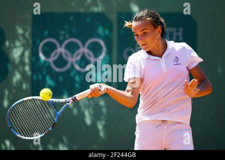 Clara Burel (Fra) tritt in Tennis Frauen Singles während der Olympischen Jugendspiele in Buenos Aires in Argentinien, Tag 3, 8. Oktober 2018, Foto Philippe Millereau / KMSP / DPPI Stockfoto