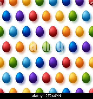 Regenbogen ostereier nahtloses Muster. Happy easter Symbole Sammlung Vektor bunte Eier. Geschenk stilisierte verschiedene farbige Eier, traditionellen Urlaub il Stock Vektor