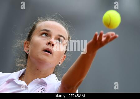 Clara Burel (Fra) tritt in Tennis Frauen Singles während der Olympischen Jugendspiele in Buenos Aires in Argentinien, Tag 6, 11. Oktober 2018, Foto Philippe Millereau / KMSP / DPPI Stockfoto