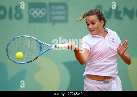 Clara Burel (Fra) tritt in Tennis Frauen Singles während der Olympischen Jugendspiele in Buenos Aires in Argentinien, Tag 6, 11. Oktober 2018, Foto Philippe Millereau / KMSP / DPPI Stockfoto