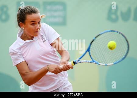 Clara Burel (Fra) tritt in Tennis Frauen Singles während der Olympischen Jugendspiele in Buenos Aires in Argentinien, Tag 6, 11. Oktober 2018, Foto Philippe Millereau / KMSP / DPPI Stockfoto