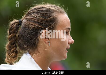 Clara Burel (Fra) tritt in Tennis Frauen Singles während der Olympischen Jugendspiele in Buenos Aires in Argentinien, Tag 6, 11. Oktober 2018, Foto Philippe Millereau / KMSP / DPPI Stockfoto