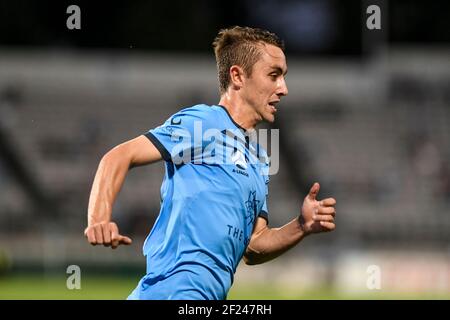 10th. März 2021; Netstrata Jubilee Stadium, Sydney, New South Wales, Australien; A League Football, Sydney Football Club gegen Western United; Joel King of Sydney macht eine Pause für Kredit: Action Plus Sports Images/Alamy Live News Stockfoto