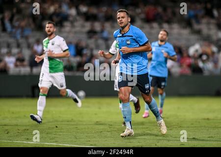 10th. März 2021; Netstrata Jubilee Stadium, Sydney, New South Wales, Australien; A League Football, Sydney Football Club gegen Western United; Bobo of Sydney punktet mit dem Strafpunkt und macht es 1-0 in der 18th Minute Credit: Action Plus Sports Images/Alamy Live News Stockfoto