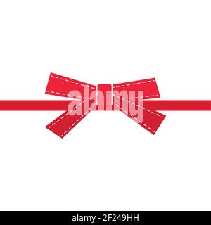 Rotes Satinband auf weißem Hintergrund. Vektorgrafik. Stock Vektor