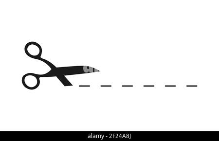 Schere mit Schnittlinien isoliert auf weißem Hintergrund. Vektorgrafik EPS 10 Stock Vektor