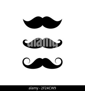 Schnurrbart Set aus drei verschiedenen Stilen. Schnurrbart Zeichen Symbol auf weißem Hintergrund. Vektorgrafik EPS 10 Stock Vektor