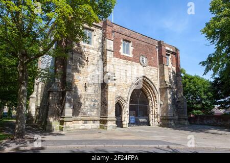 Das Bayle Gate, ein mittelalterliches Torhaus in Bridlington, heute ein Museum Stockfoto