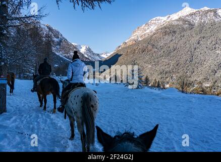 Winter in Bardonecchia, italienische Alpen Stockfoto