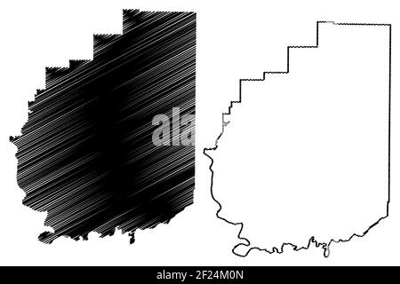 Clarion County, Commonwealth of Pennsylvania (U.S. County, United States of America, USA, U.S., US) Kartenvektordarstellung, Scribble-Skizze Clarion m. Stock Vektor