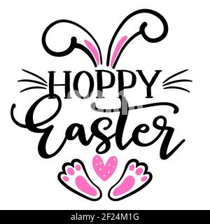 Hoppy Easter - handgezeichnete moderne Kalligraphie Design Vektor Illustration. Perfekt für Werbung, Poster, Ansage oder Grußkarte. Wunderschön Stock Vektor