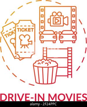 Drive in Movies Concept Icon Stock Vektor