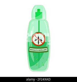 Mückenschutz isoliert auf weißem Hintergrund.Mückenschutz Spray und Schädling Stop-Zeichen.Bug abweisend Spray Aerosol Prävention.Vektor-Illustration Stock Vektor