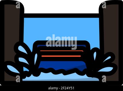 Symbol Für Wasserbootfahrt. Bearbeitbare Kontur Mit Farbfülldesign. Vektorgrafik. Stock Vektor