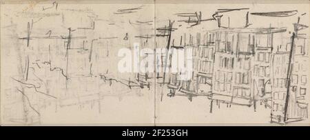 Blick auf die Prinsengracht in Amsterdam zwischen Lauriergracht und Rozengracht.Seite 27 und 32 Blatt. Stockfoto