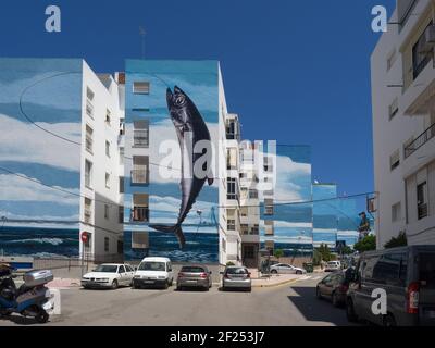 ESTEPONA, ANDALUSIEN/SPANIEN - 5. MAI : Wandgemälde zum Angeltag von Jose Fernandez Rios in Estepona Spanien am 5. Mai 2014. Nicht identifiziertes Peop Stockfoto