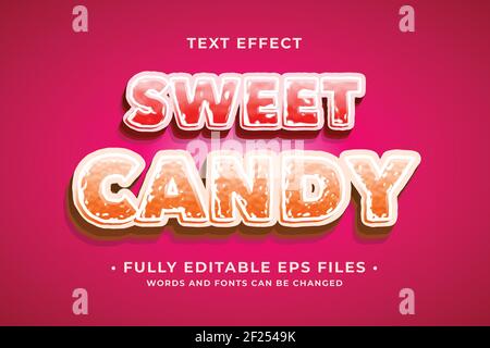 Bunte Süßigkeiten Text Effekt 100% editierbar. EPS-Vektorbild Stock Vektor
