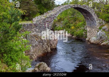 In CARRBRIDGE, BADENOCH und STRATHSPEY/SCHOTTLAND - 21. Mai: packesel Brücke in Carrbridge Schottland am 21. Mai 2011 Stockfoto