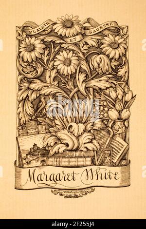 1894 Kupferstichplatte für Margaret White, graviert vom ‘Victorian Little Master’, Charles William Sherborn Stockfoto