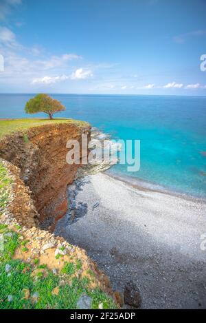 Blick auf das traditionelle griechische Dorf Milatos, Kreta, Griechenland. Stockfoto