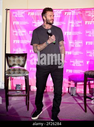 North Miami, USA. März 2021, 09th. NORTH MIAMI, FL - MÄRZ 09: David Beckham besucht die FIU Chaplin School of Hospitality & Tourism Management The David Grutman Experience: The Class at Kovens Conference Center an der Florida International University am 9. März 2021 in North Miami, Florida. (Foto von JL/Sipa USA) Quelle: SIPA USA/Alamy Live News Stockfoto