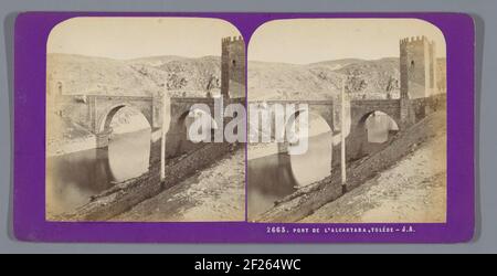 Blick auf die Puente de Alcántara in Toledo; Pont de l'Alcantara, Tolede .. Stockfoto