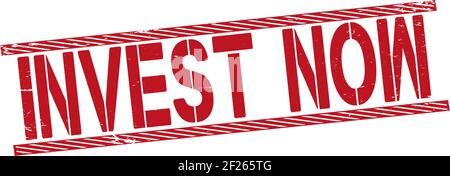 Investieren Sie jetzt rot Gummi Stempel quadratischen Text auf weiß Stock Vektor