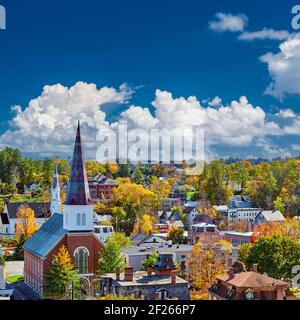 Skyline der Stadt Montpelier im Herbst, Vermont, USA Stockfoto