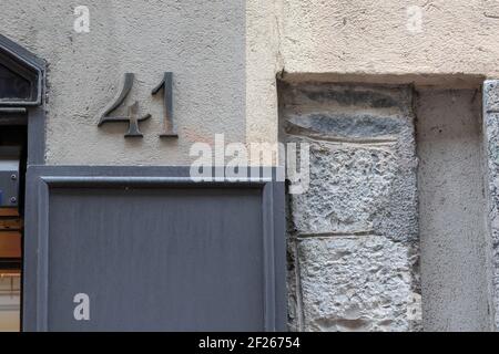 41 alte Hausnummer, Konzeptnummer Stockfoto