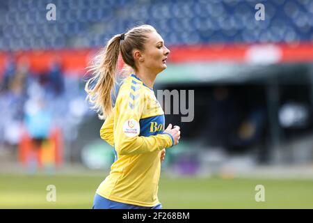 Brondby, Dänemark. März 2021, 10th. Frederikke Lindhardt (15) aus Brondby, WENN er während des UEFA Women's Champions League-Spiels zwischen Brondby IF und Olympique Lyon im Brondby Stadion in Broendby, Dänemark, gesehen wurde. (Foto Kredit: Gonzales Foto/Alamy Live News Stockfoto