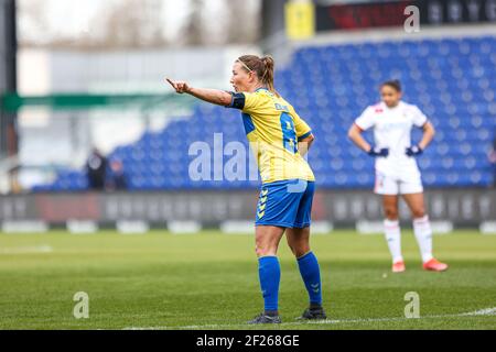 Brondby, Dänemark. März 2021, 10th. Theresa Nielsen (8) von Brondby, WENN sie während des UEFA Women's Champions League-Spiels zwischen Brondby IF und Olympique Lyon im Brondby Stadion in Broendby, Dänemark, gesehen wurde. (Foto Kredit: Gonzales Foto/Alamy Live News Stockfoto